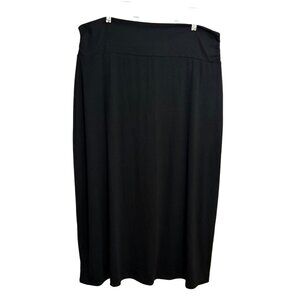 Faded Glory Black Maxi Skirt XXL Size 20 Elastic Waist Comfort Stretch Pull On